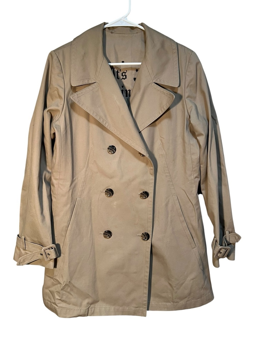 Juicy Couture Women's Size XL Double Breasted Trench Coat Beige Raincoat Lined